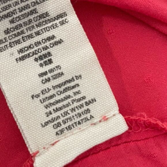 Free People Strawberry Pink Everyday Girl Swiss Dot Button Blouse Size Small - Picture 6 of 7